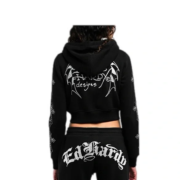 Ed Hardy Two Pc Set rhinestone Hoodie and Pant - Picture 4 of 6